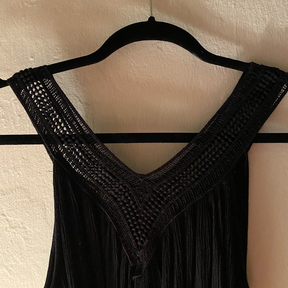 Black Cotton Gauze Sundress Cinch Waist